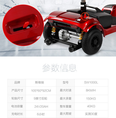 斯維馳德國(guó)品牌老年代步車四輪折疊老年電動(dòng)殘疾人助力車電瓶車